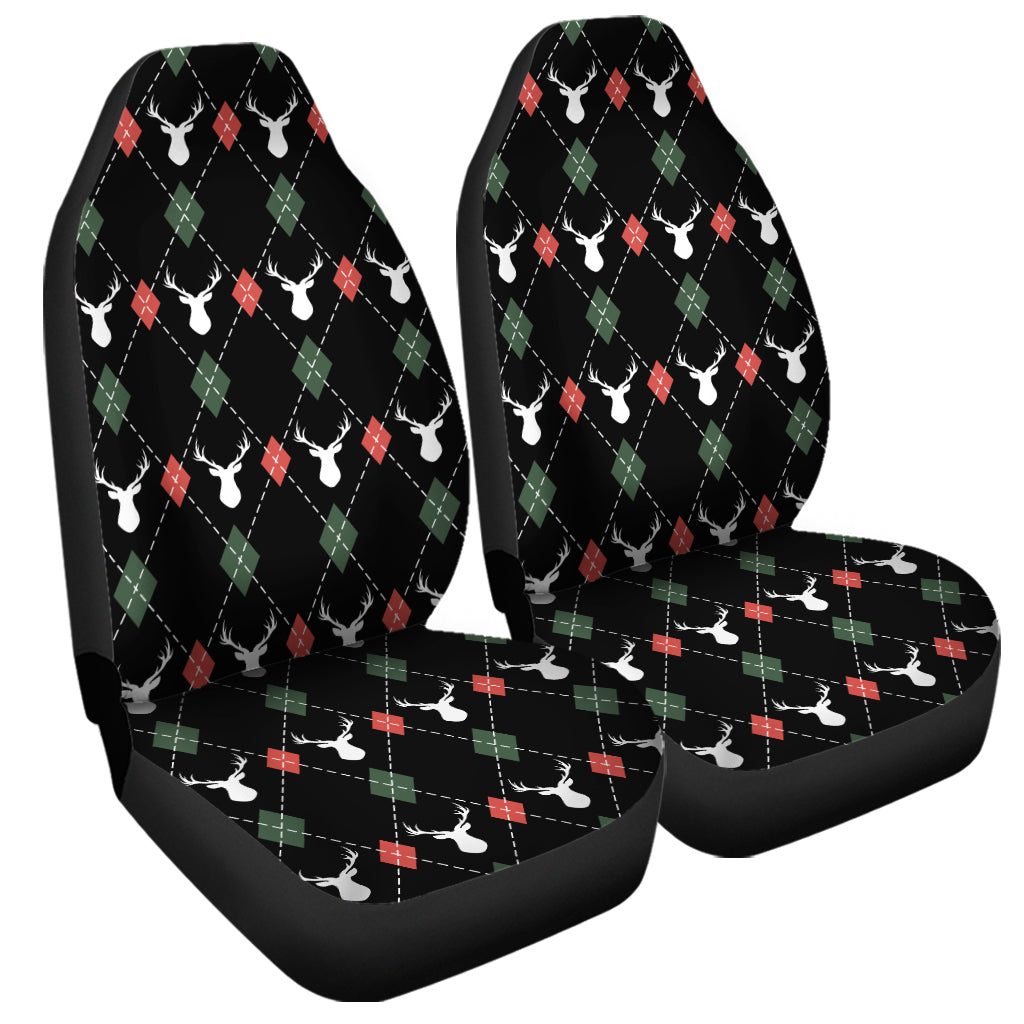 Christmas Deer Argyle Pattern Print Universal Fit Car Seat Covers