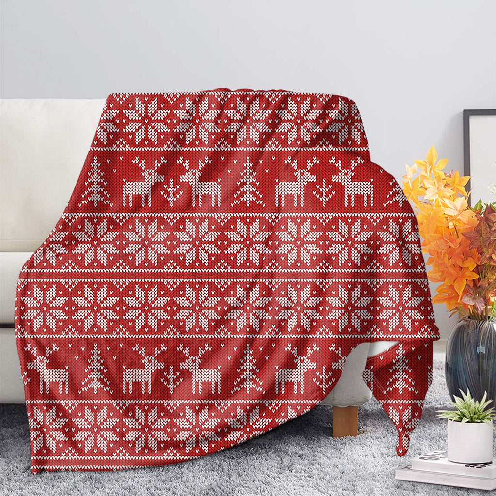 Christmas Deer Knitted Pattern Print Blanket