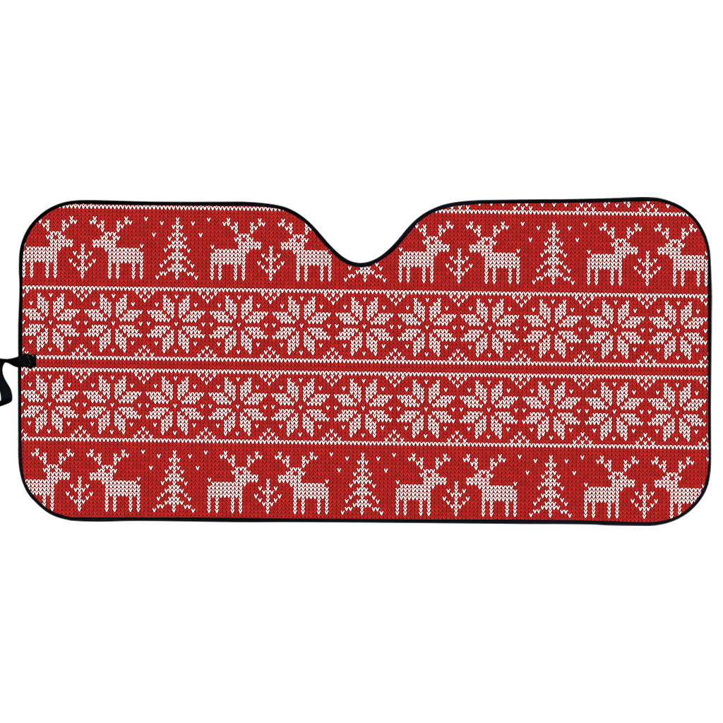 Christmas Deer Knitted Pattern Print Car Sun Shade