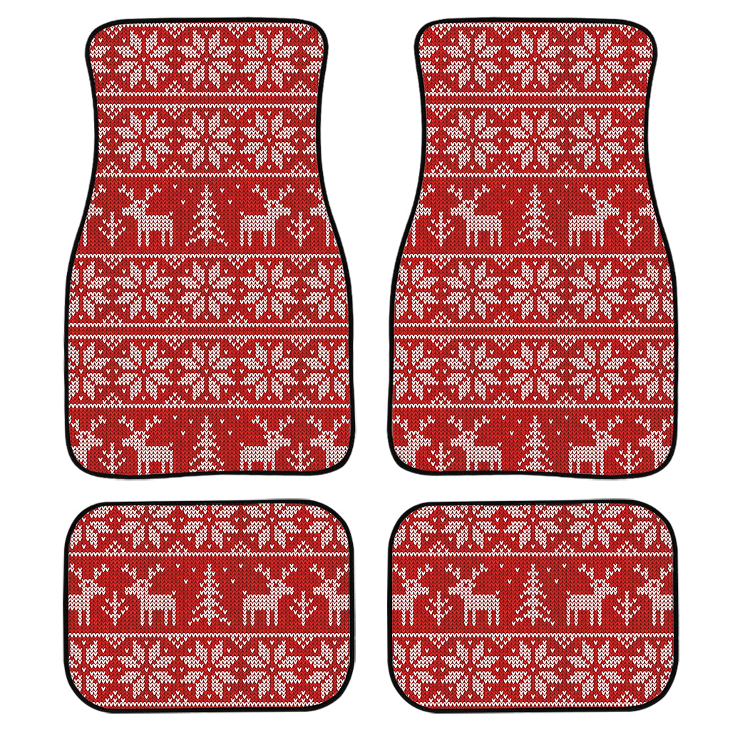 Christmas Deer Knitted Pattern Print Front and Back Car Floor Mats