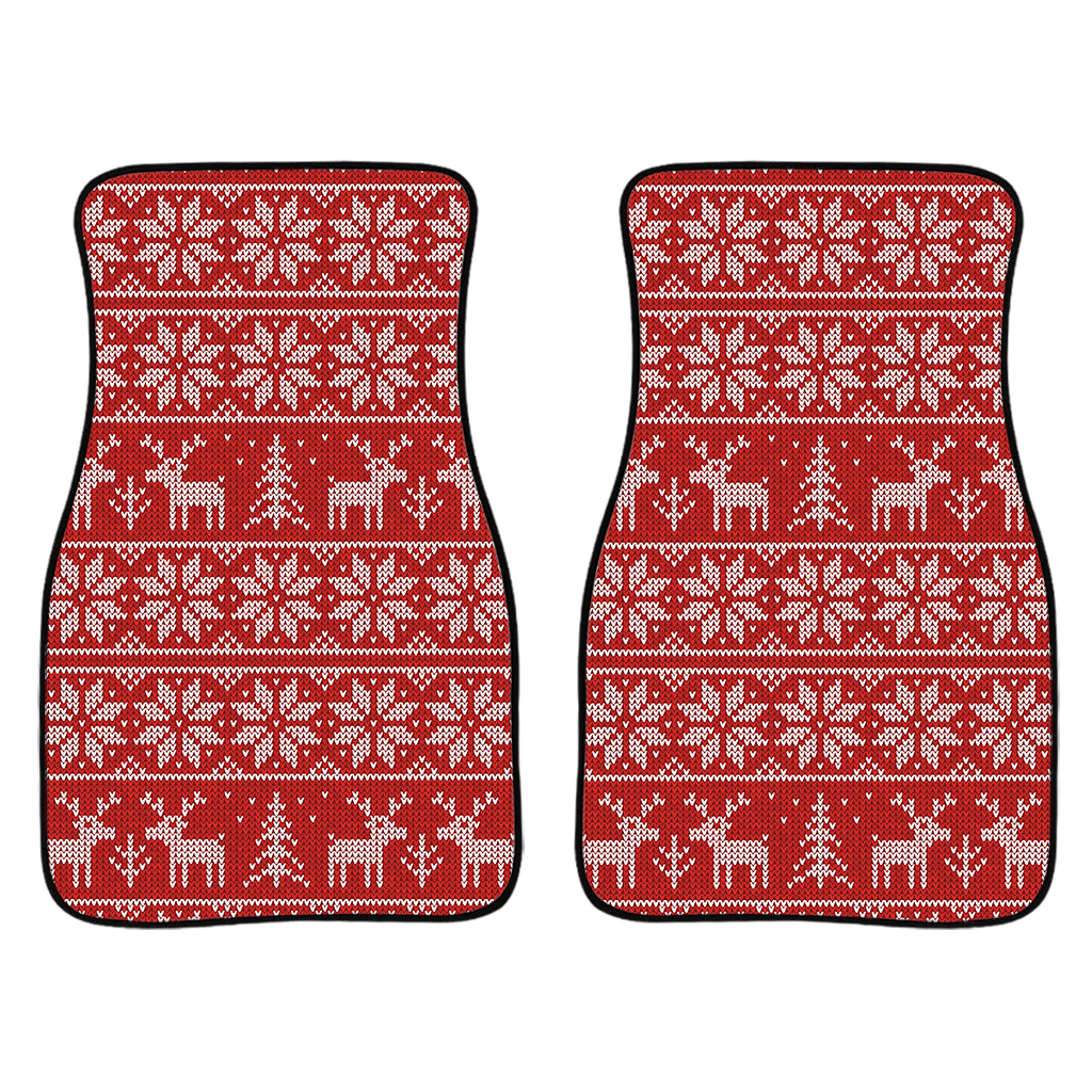 Christmas Deer Knitted Pattern Print Front Car Floor Mats