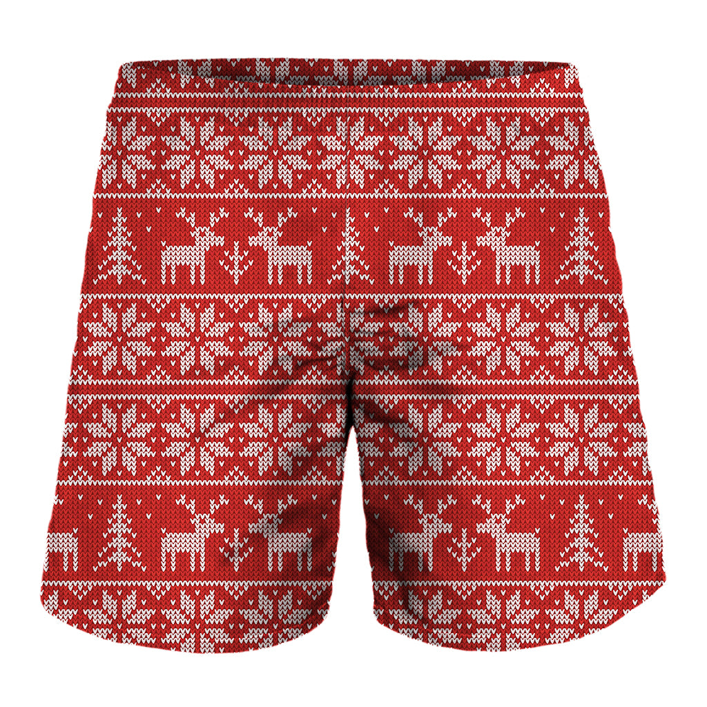 Christmas Deer Knitted Pattern Print Men's Shorts