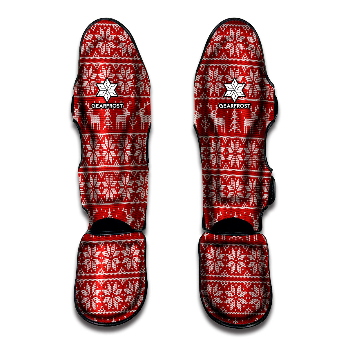 Christmas Deer Knitted Pattern Print Muay Thai Shin Guards