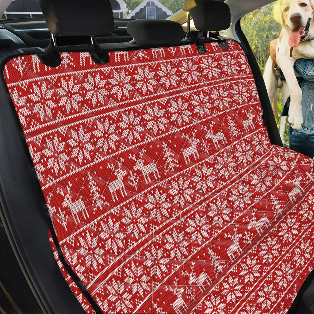 Christmas Deer Knitted Pattern Print Pet Car Back Seat Cover