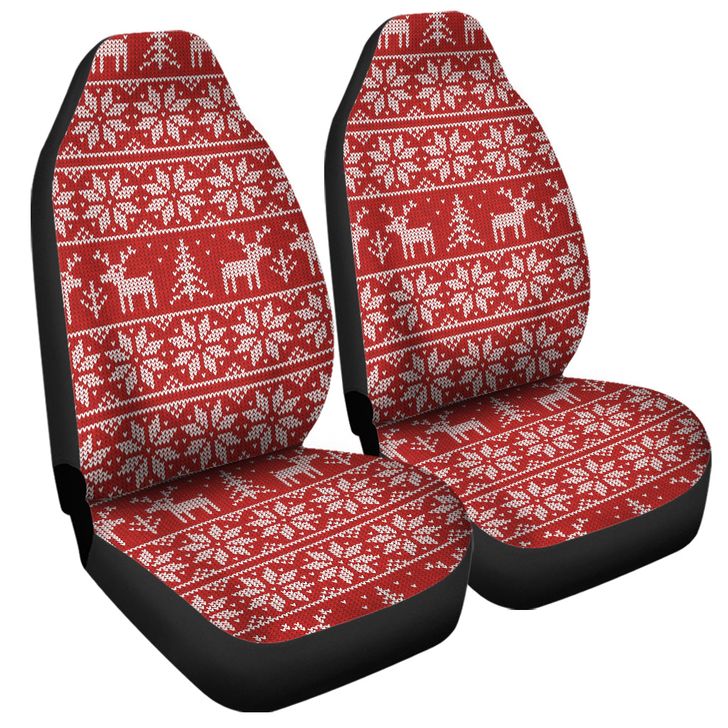 Christmas Deer Knitted Pattern Print Universal Fit Car Seat Covers