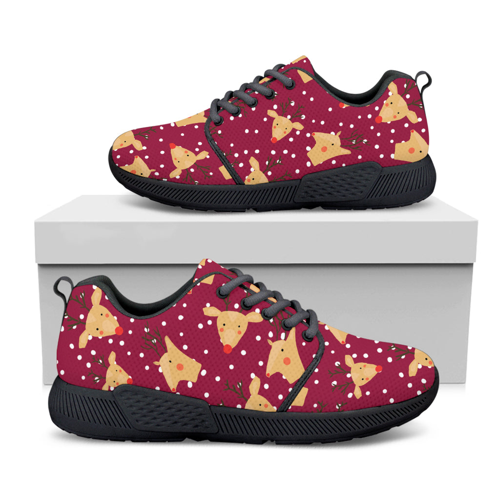 Christmas Deer Pattern Print Black Athletic Shoes