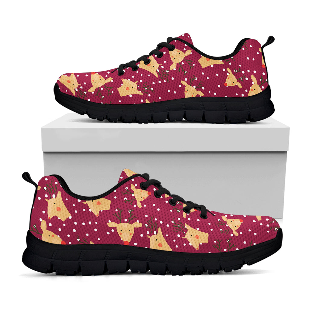 Christmas Deer Pattern Print Black Sneakers