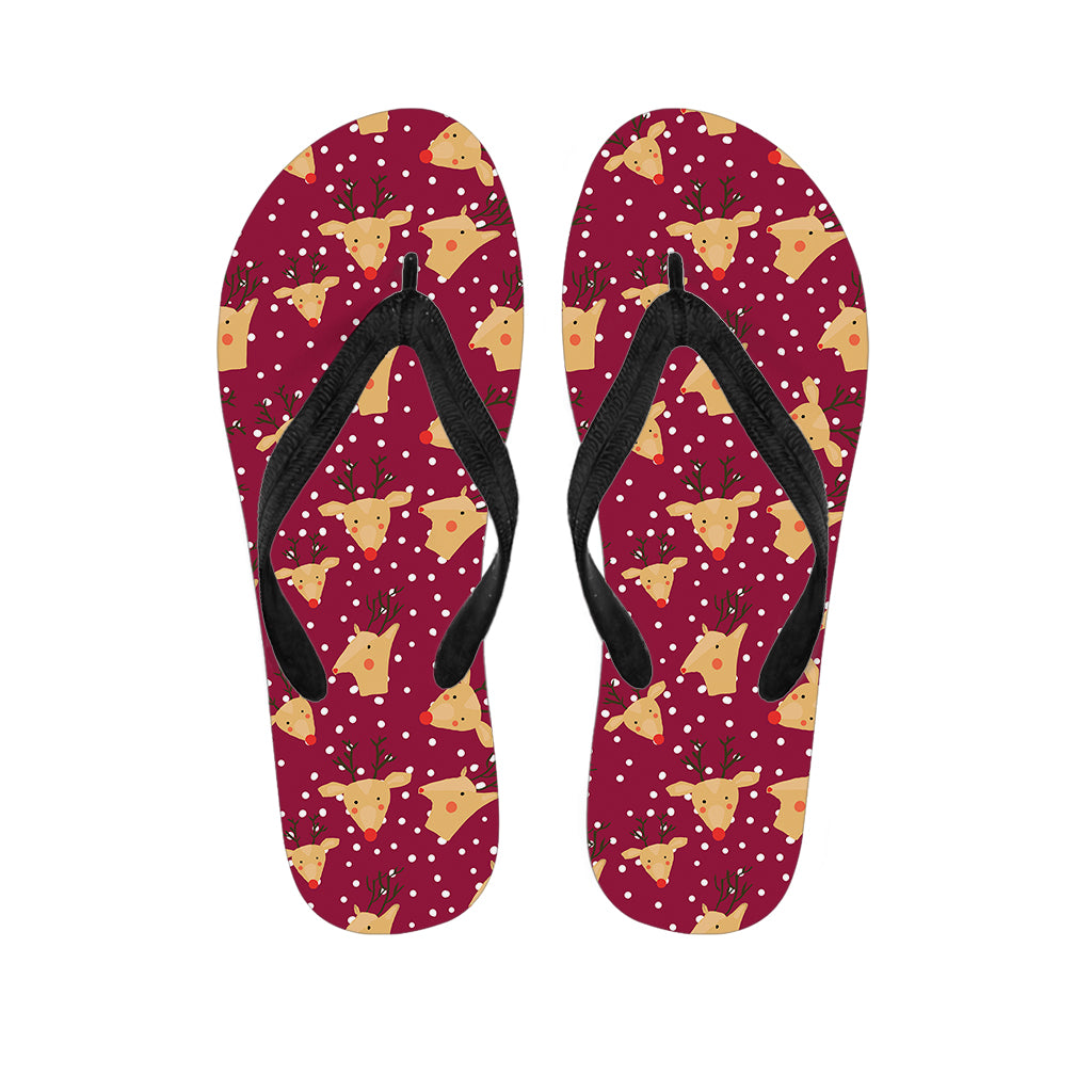 Christmas Deer Pattern Print Flip Flops