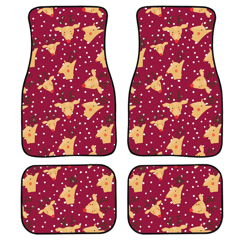 Christmas Deer Pattern Print Front and Back Car Floor Mats