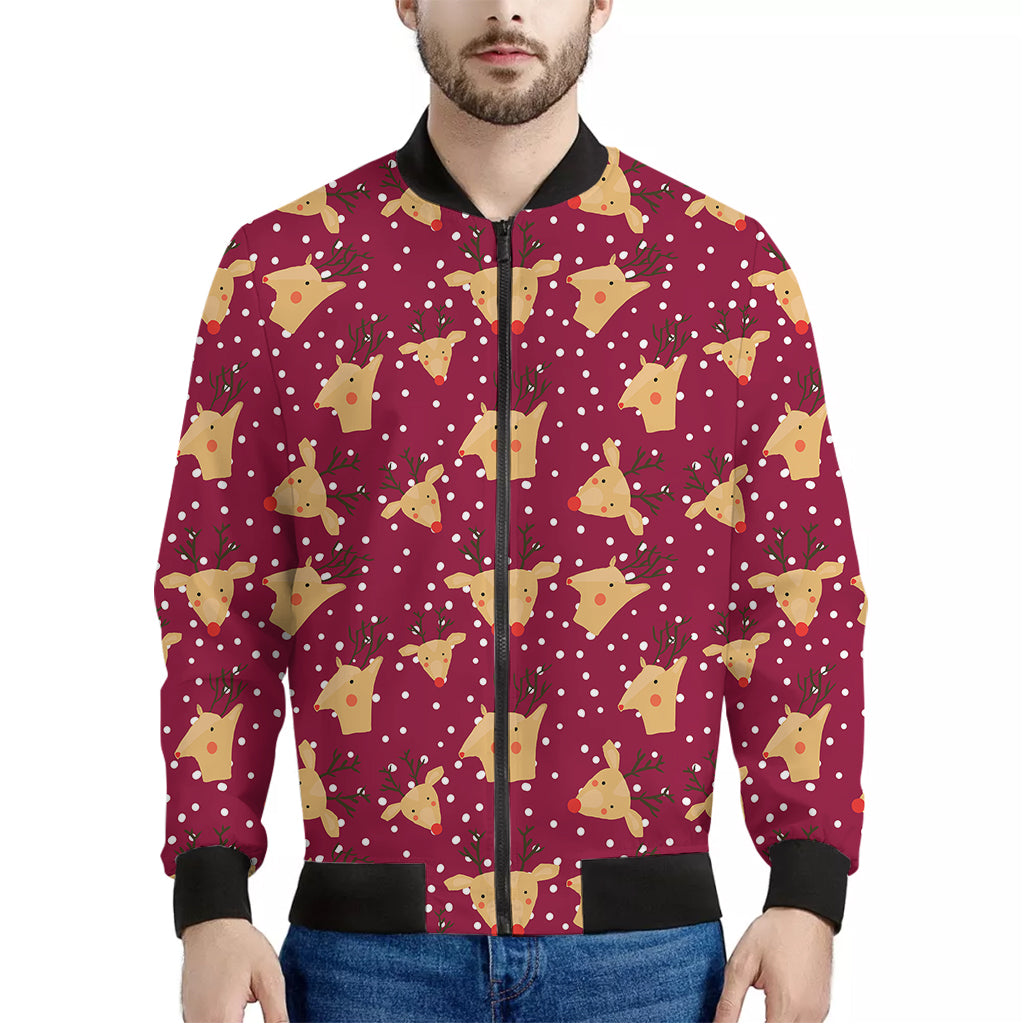 Christmas Deer Pattern Print Men's Bomber Jacket