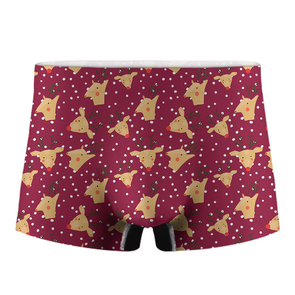 Christmas Deer Pattern Print Men's Boxer Briefs