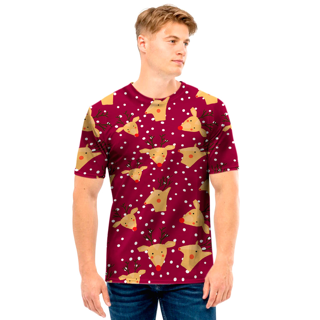 Christmas Deer Pattern Print Men's T-Shirt