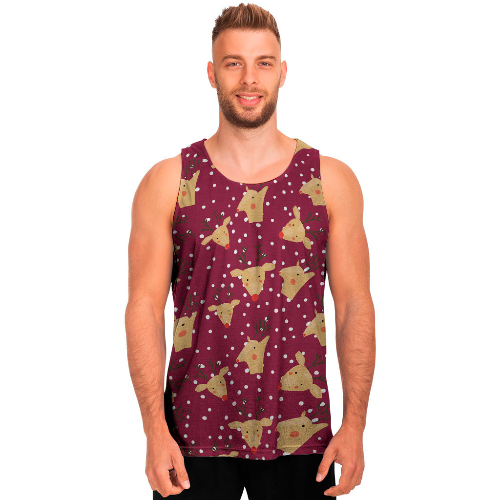 Christmas Deer Pattern Print Men's Tank Top