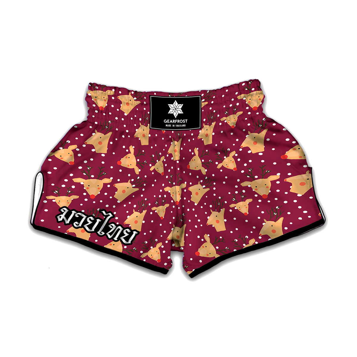 Christmas Deer Pattern Print Muay Thai Boxing Shorts