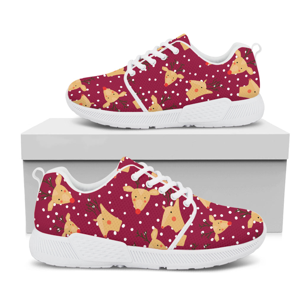 Christmas Deer Pattern Print White Athletic Shoes