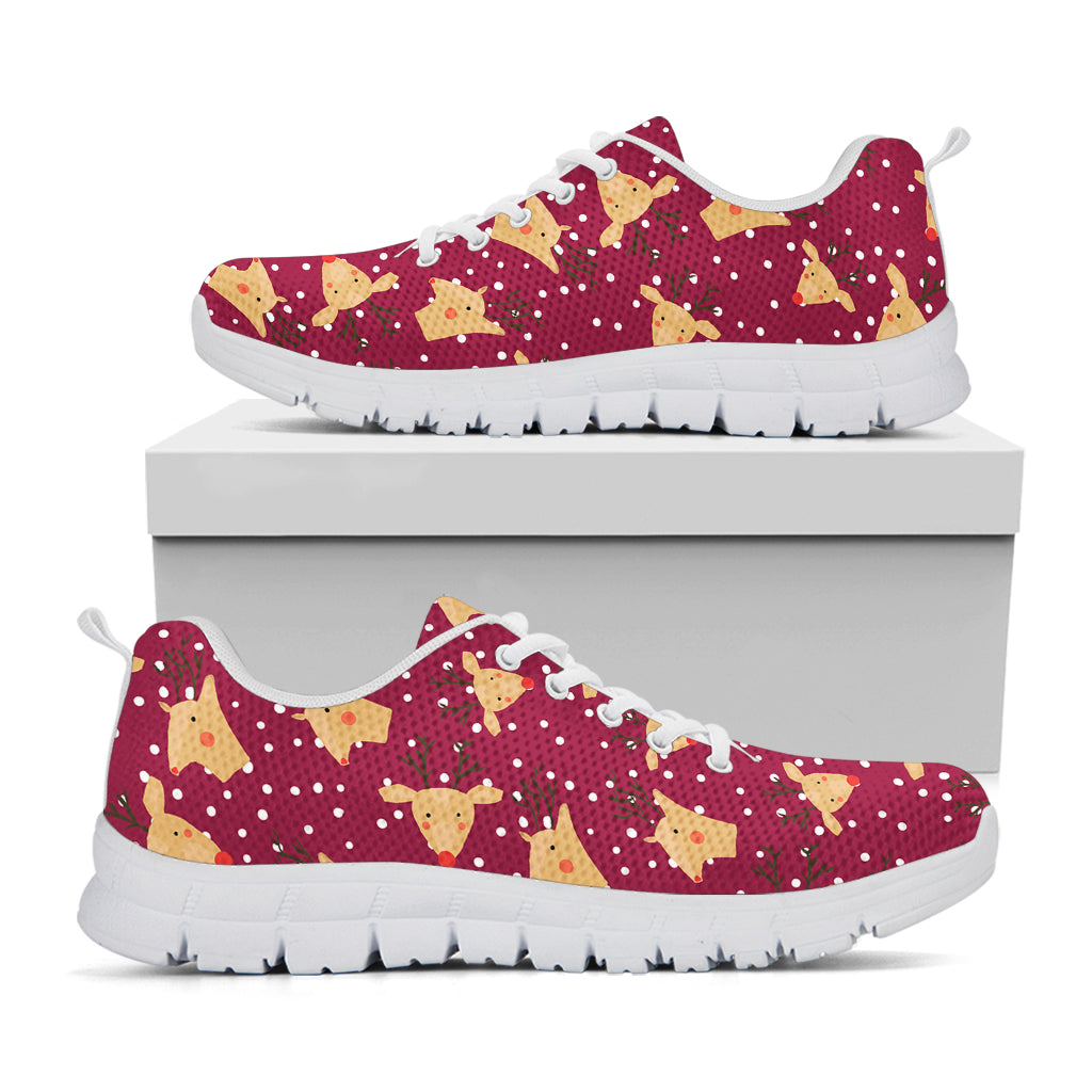 Christmas Deer Pattern Print White Sneakers