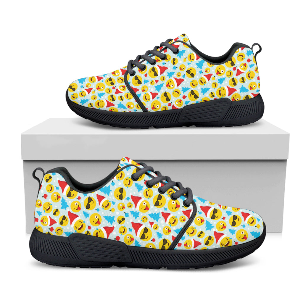 Christmas Emoji Pattern Print Black Athletic Shoes