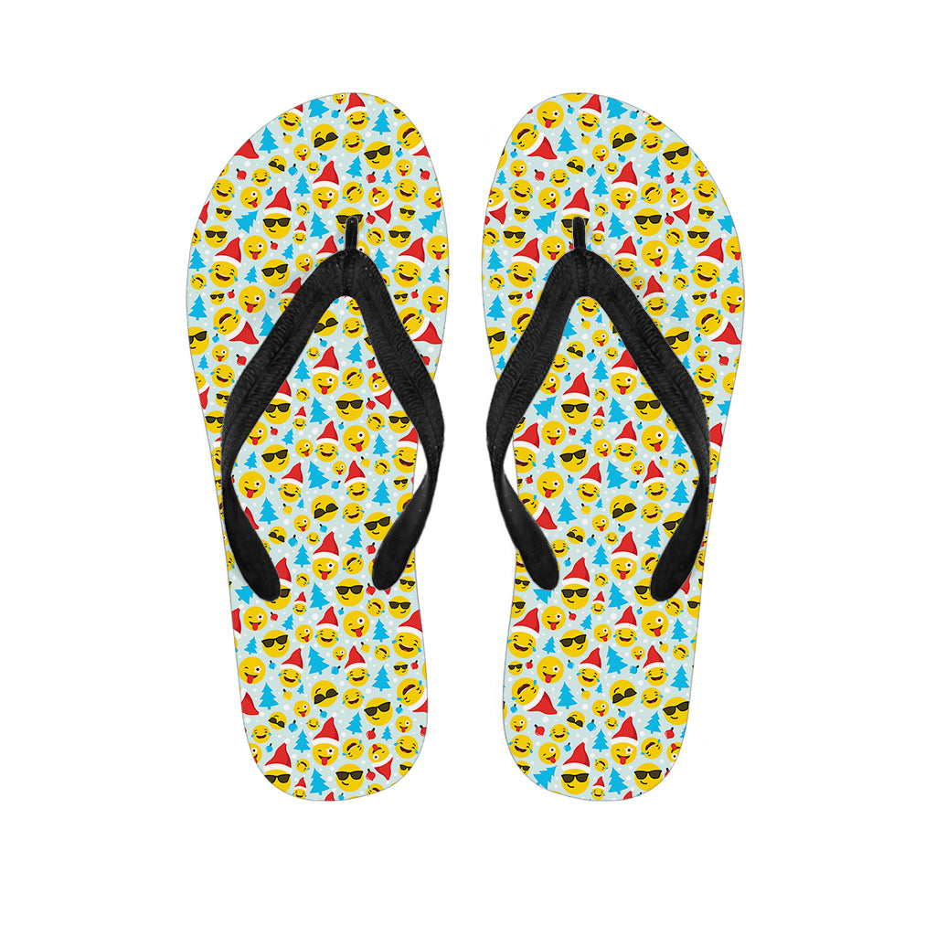 Christmas Emoji Pattern Print Flip Flops