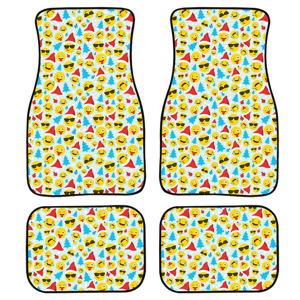 Christmas Emoji Pattern Print Front and Back Car Floor Mats