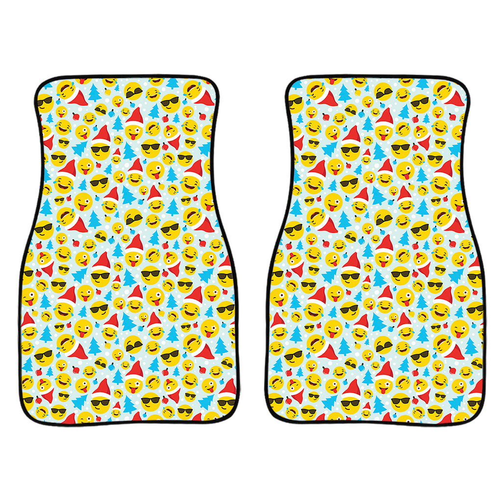 Christmas Emoji Pattern Print Front Car Floor Mats