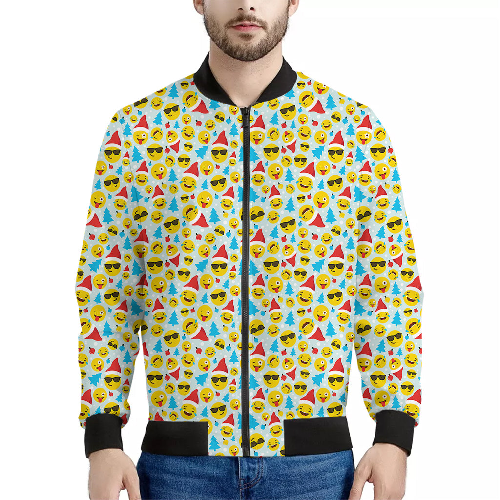 Christmas Emoji Pattern Print Men's Bomber Jacket