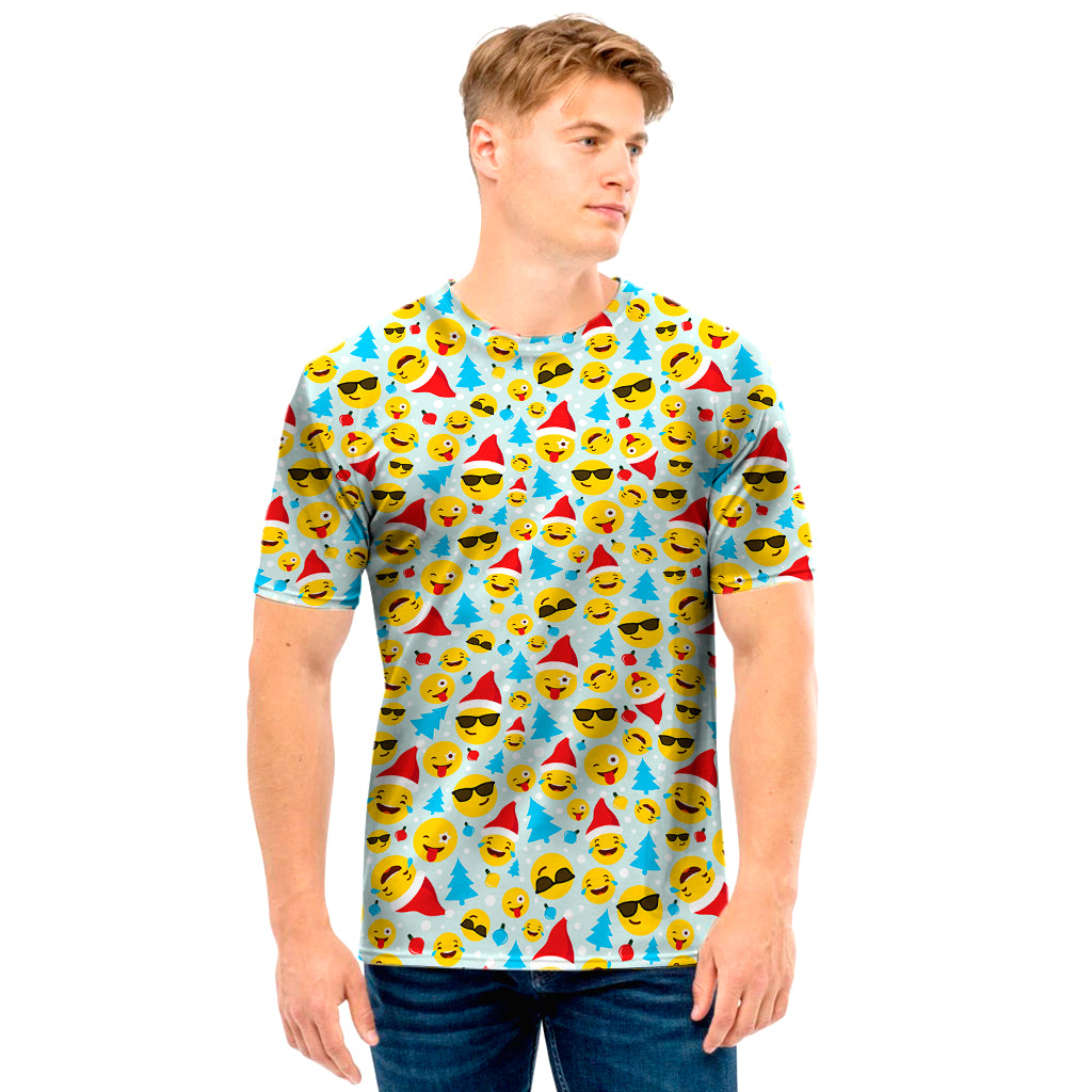 Christmas Emoji Pattern Print Men's T-Shirt