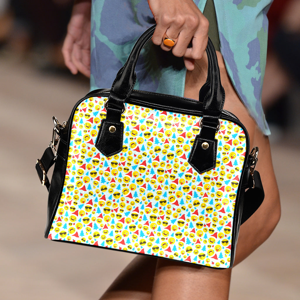 Christmas Emoji Pattern Print Shoulder Handbag