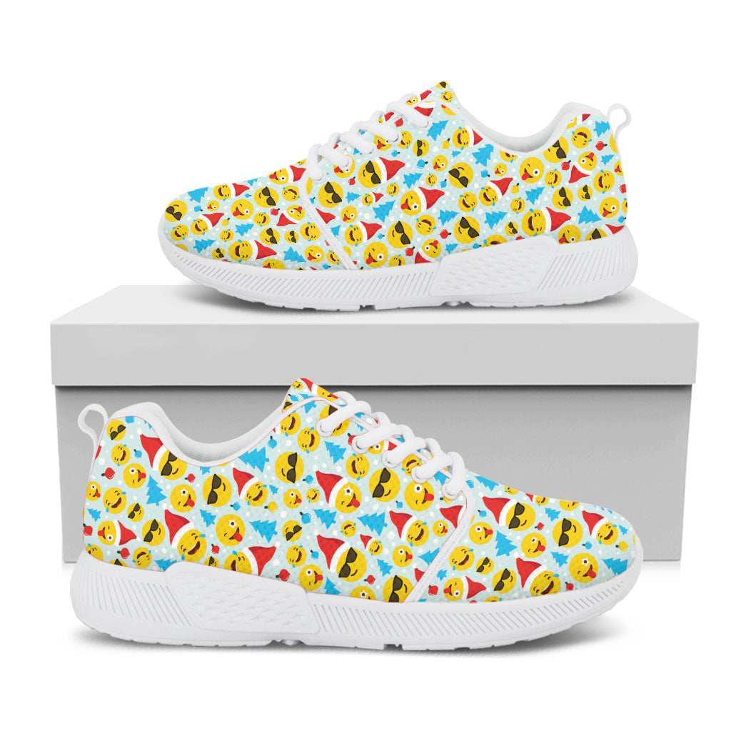 Christmas Emoji Pattern Print White Athletic Shoes