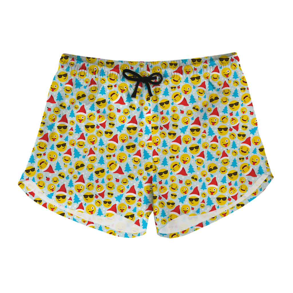 Christmas Emoji Pattern Print Women's Shorts