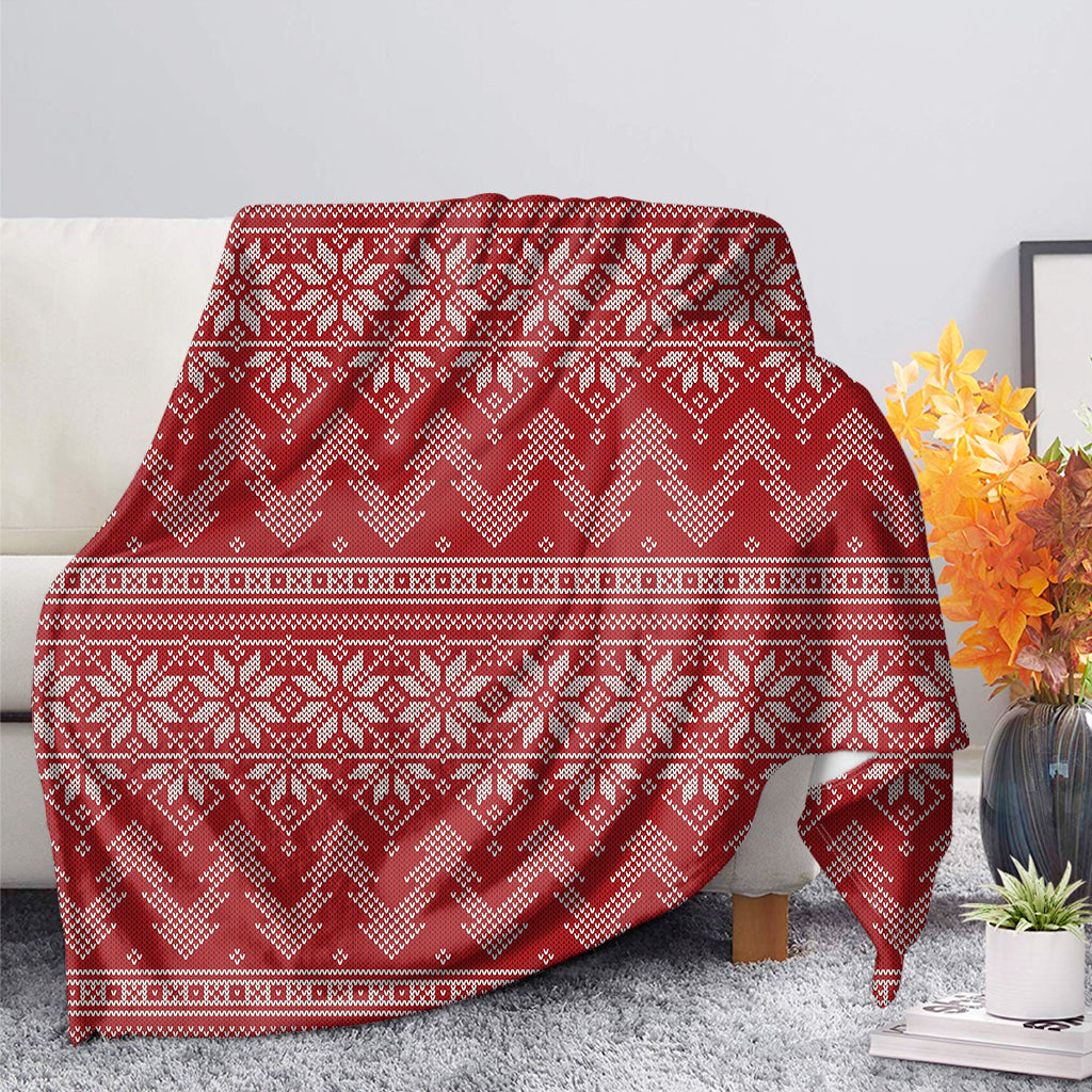 Christmas Festive Knitted Pattern Print Blanket