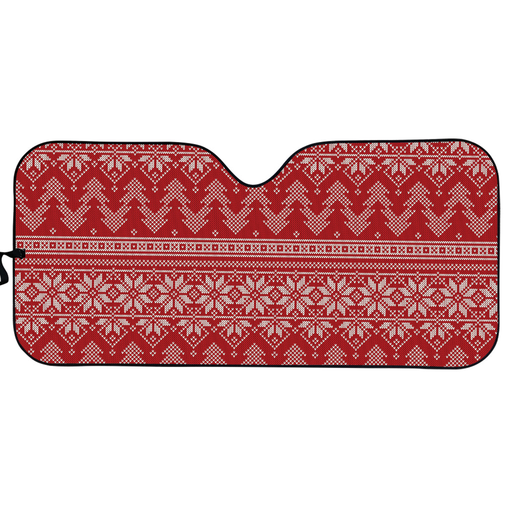 Christmas Festive Knitted Pattern Print Car Sun Shade