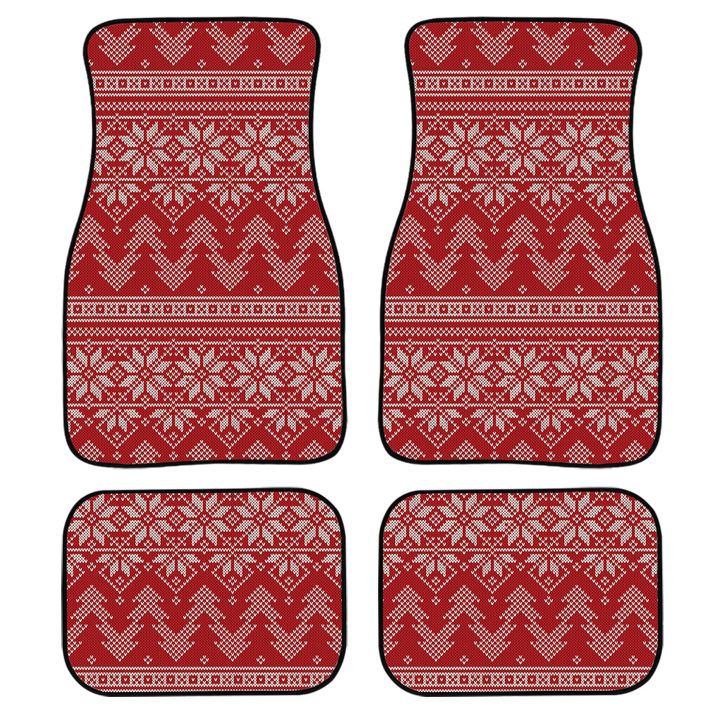 Christmas Festive Knitted Pattern Print Front and Back Car Floor Mats