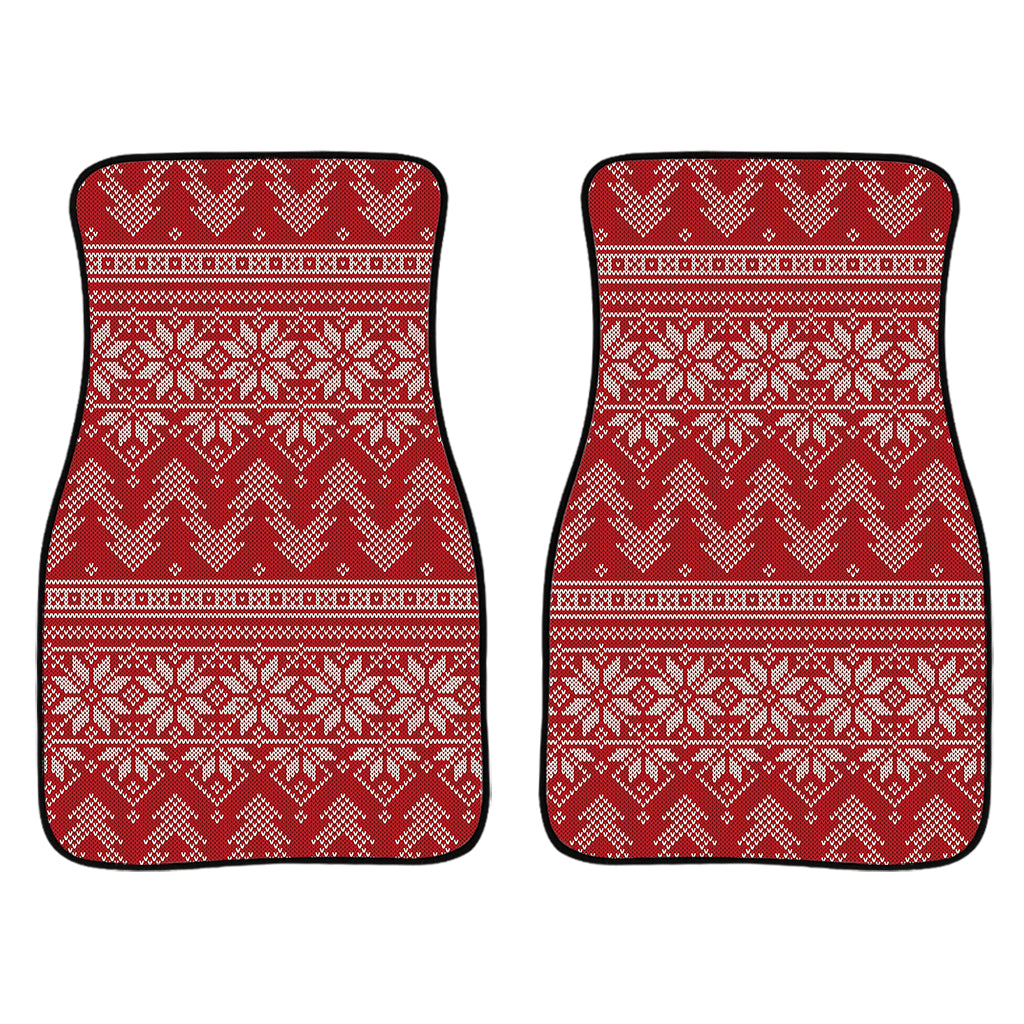 Christmas Festive Knitted Pattern Print Front Car Floor Mats