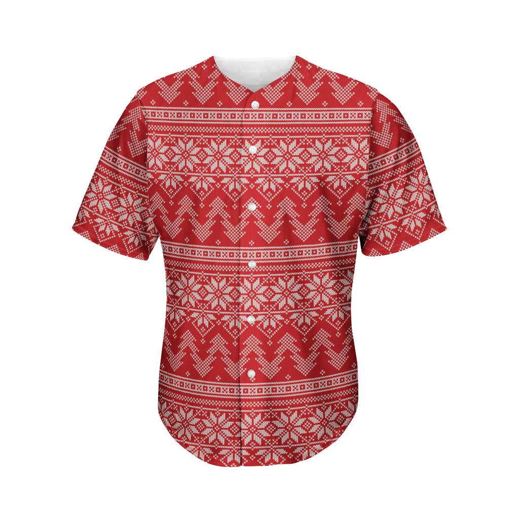 Christmas Festive Knitted Pattern Print Men's Baseball Jersey