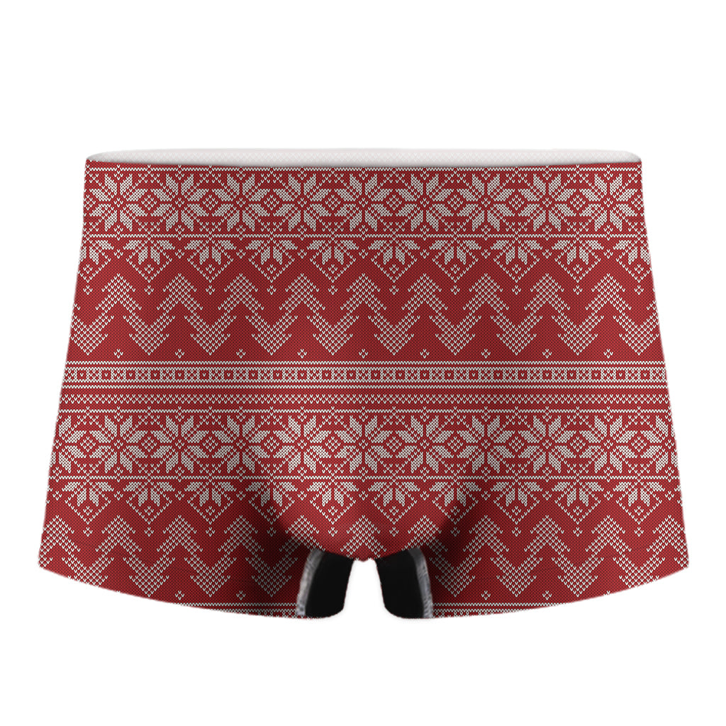 Christmas Festive Knitted Pattern Print Men's Boxer Briefs