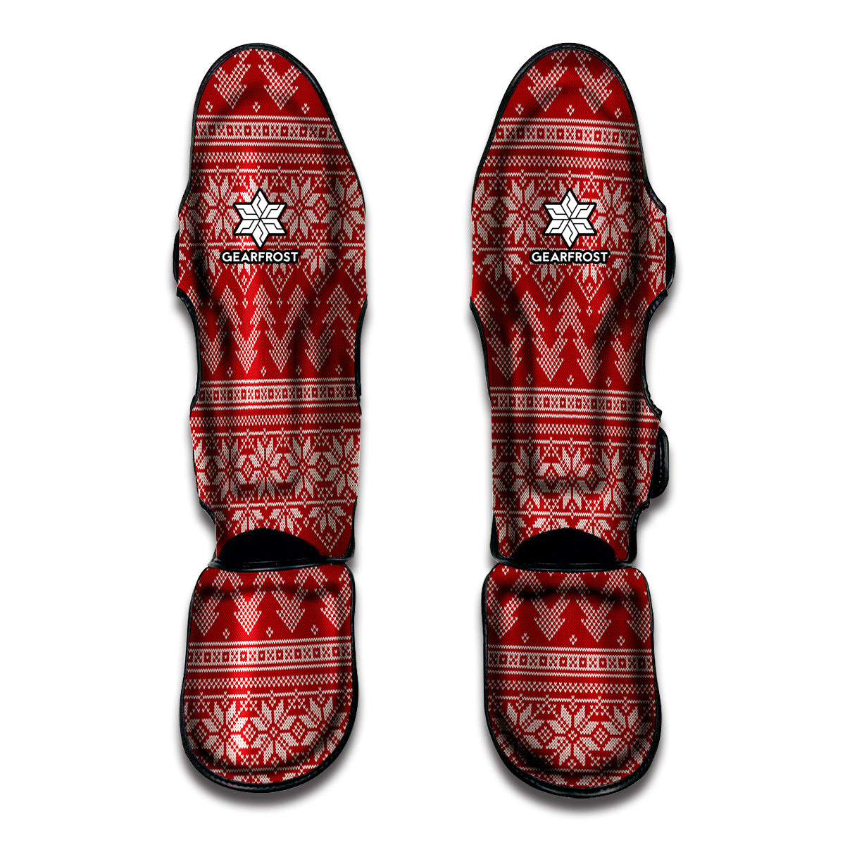 Christmas Festive Knitted Pattern Print Muay Thai Shin Guards