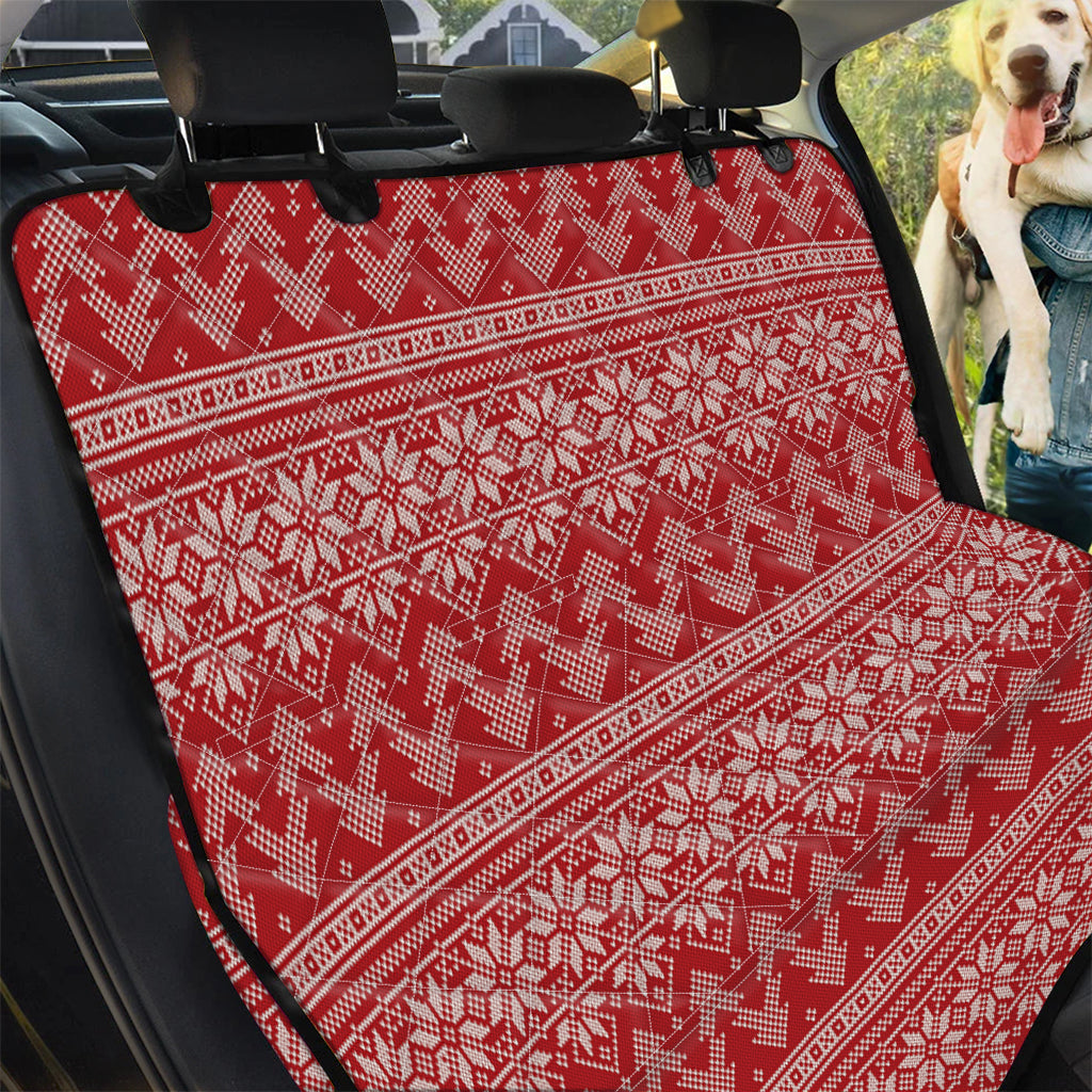 Christmas Festive Knitted Pattern Print Pet Car Back Seat Cover