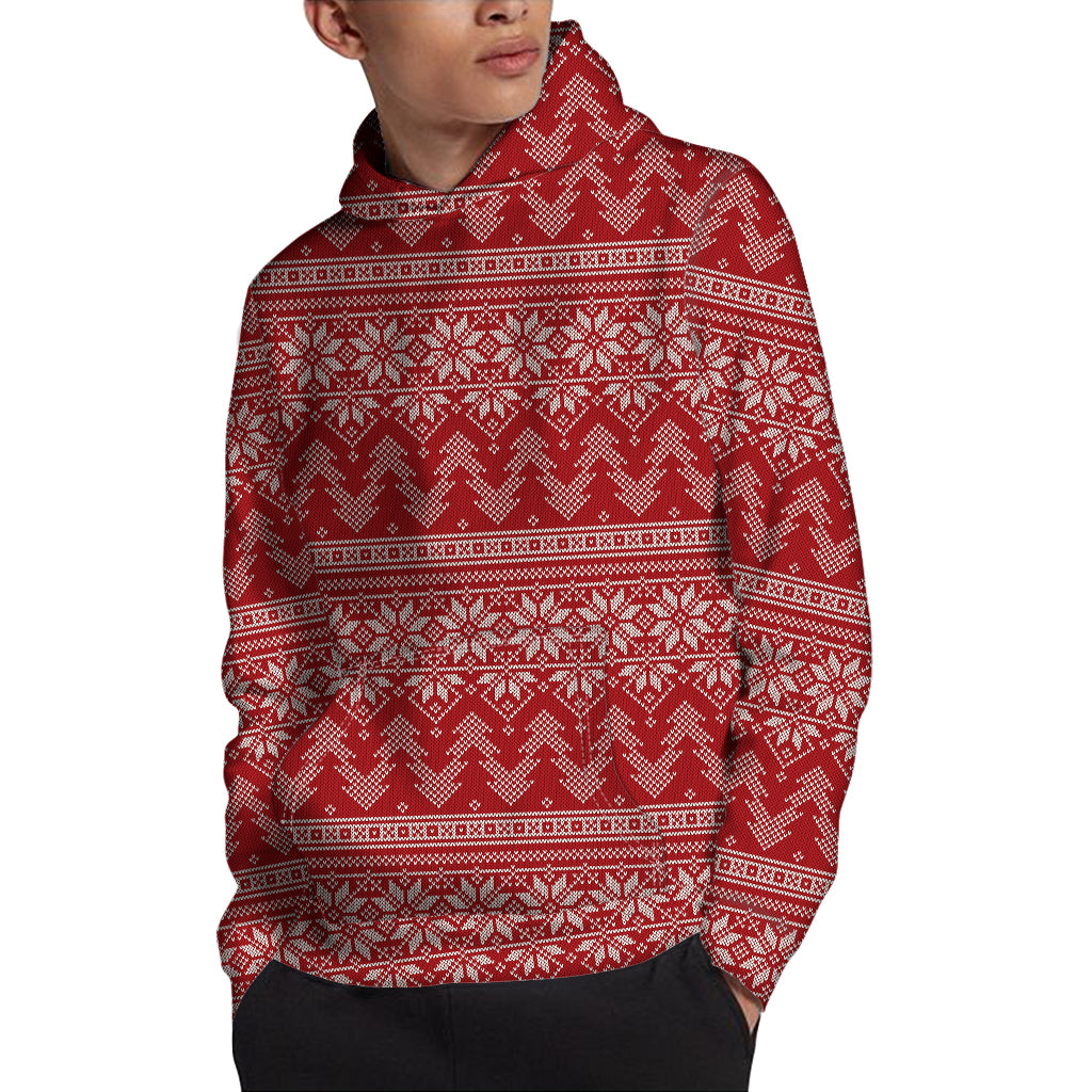 Christmas Festive Knitted Pattern Print Pullover Hoodie