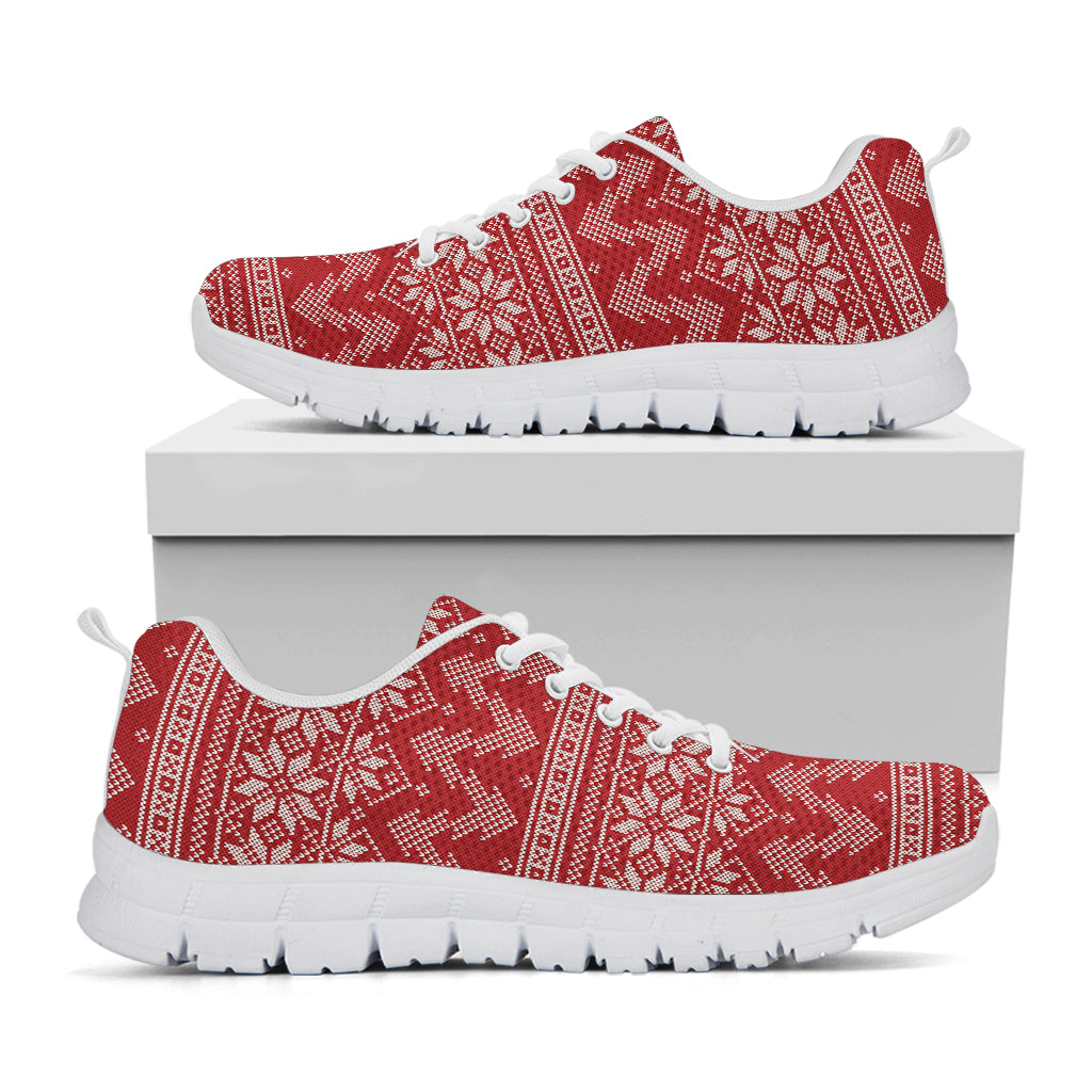 Christmas Festive Knitted Pattern Print White Sneakers