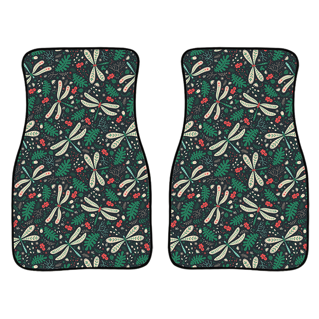 Christmas Floral Dragonfly Pattern Print Front Car Floor Mats