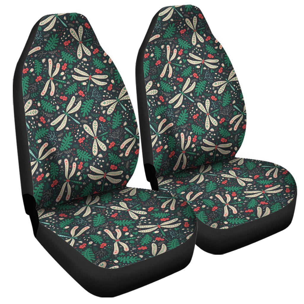 Christmas Floral Dragonfly Pattern Print Universal Fit Car Seat Covers