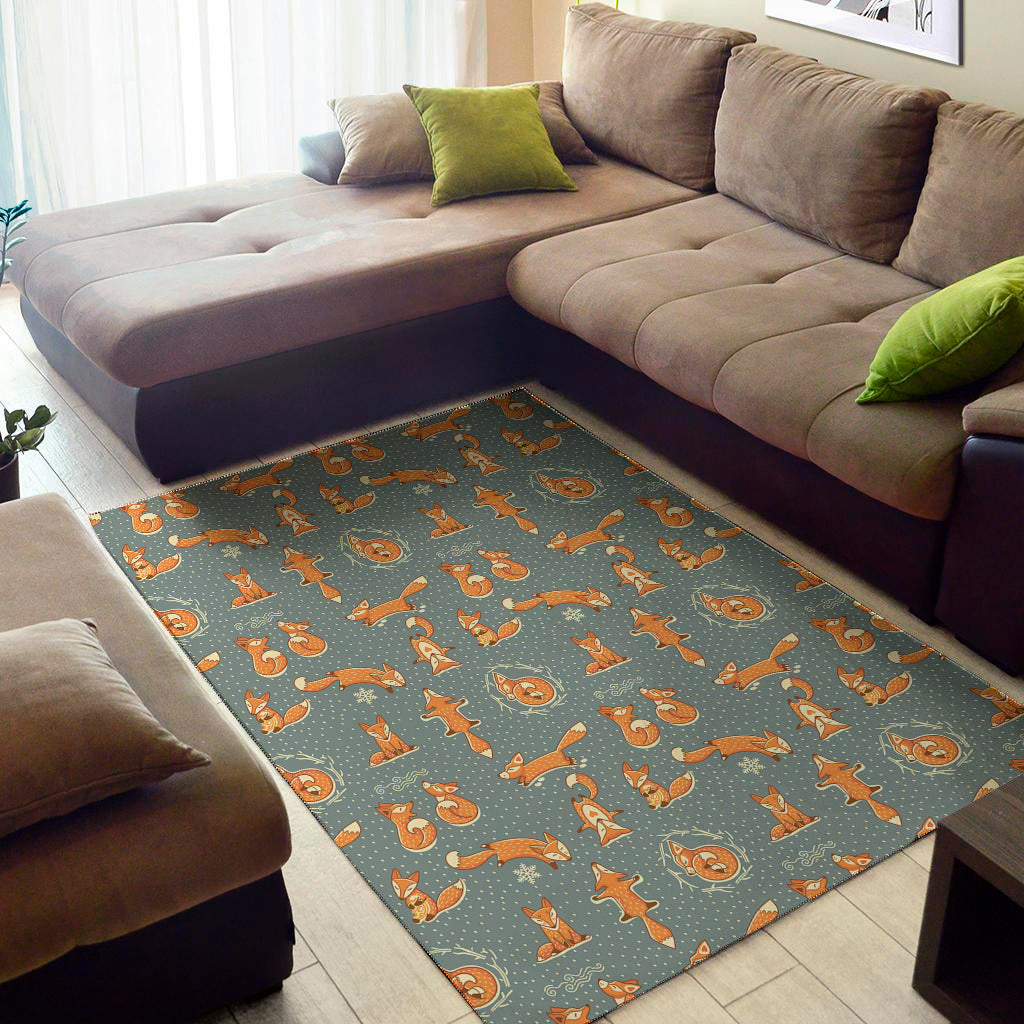 Christmas Fox Pattern Print Area Rug