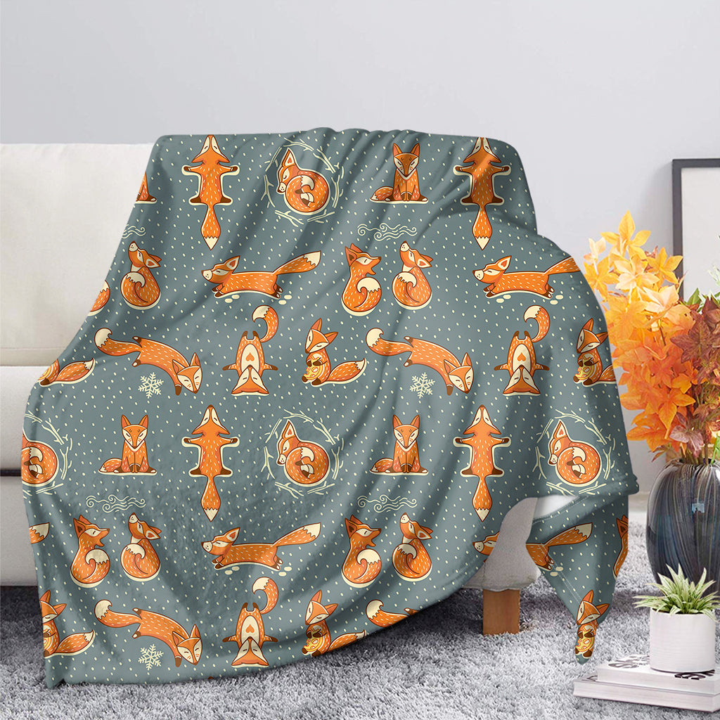 Christmas Fox Pattern Print Blanket