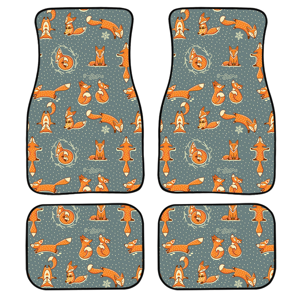 Christmas Fox Pattern Print Front and Back Car Floor Mats