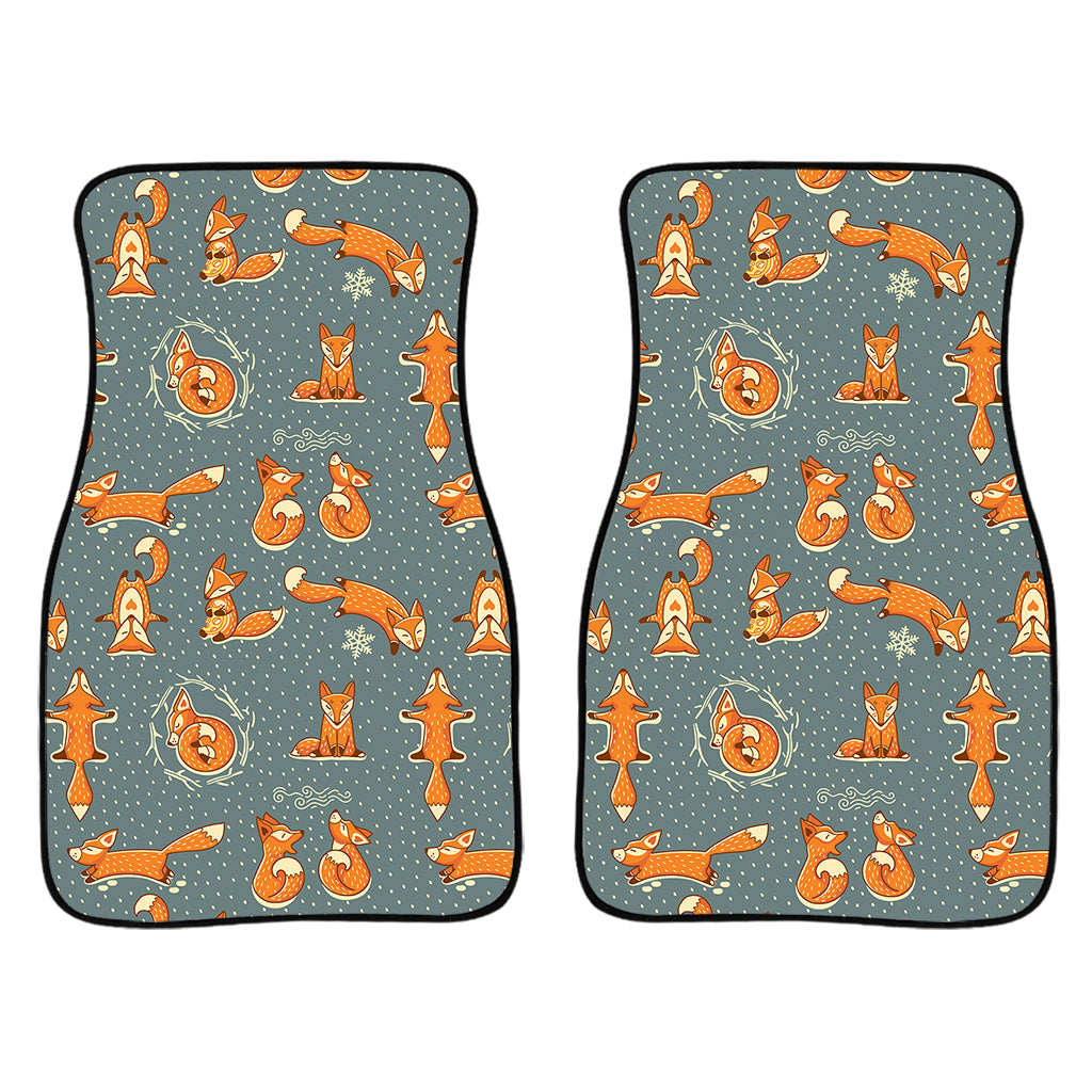 Christmas Fox Pattern Print Front Car Floor Mats