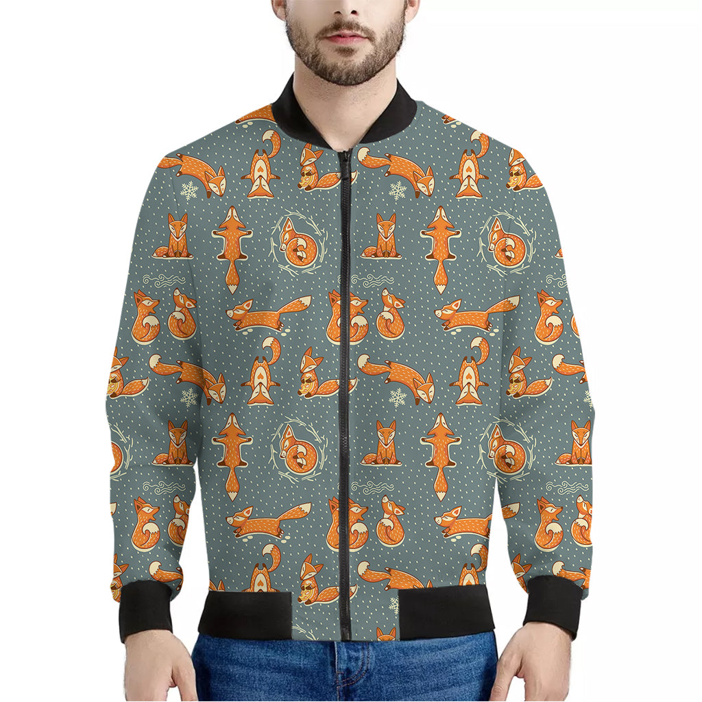 Christmas Fox Pattern Print Men's Bomber Jacket