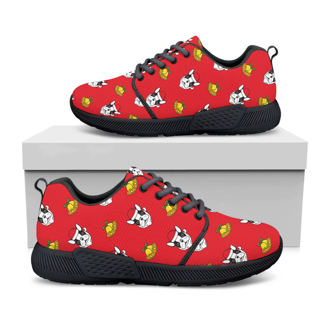 Christmas French Bulldog Santa Print Black Athletic Shoes