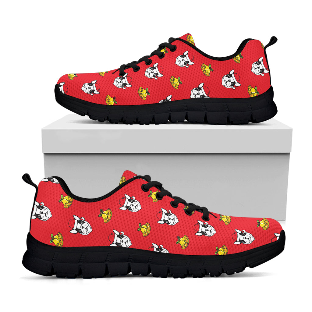 Christmas French Bulldog Santa Print Black Sneakers