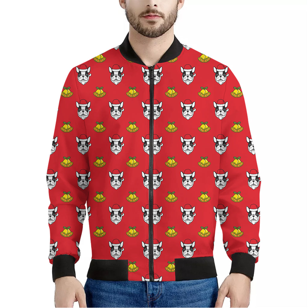 Christmas French Bulldog Santa Print Men's Bomber Jacket