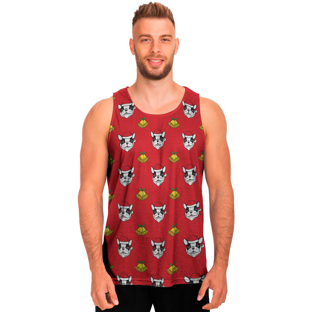 Christmas French Bulldog Santa Print Men's Tank Top